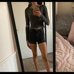 Long sleeve top with slit elbow details